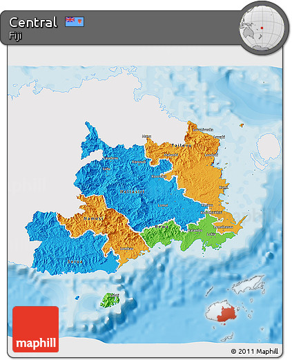Political 3D Map of Central, single color outside