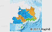 Political 3D Map of Central, single color outside