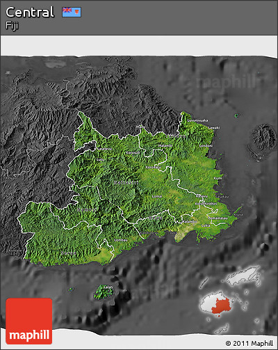 Satellite 3D Map of Central, darken, desaturated