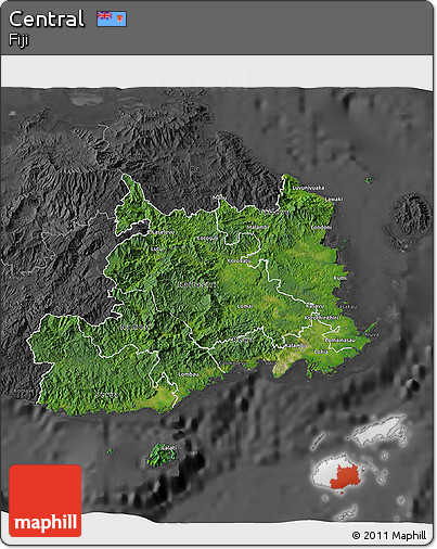Satellite 3D Map of Central, darken, desaturated