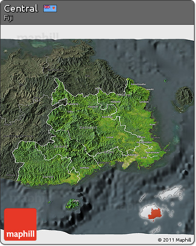 Satellite 3D Map of Central, darken, semi-desaturated