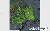 Satellite 3D Map of Central, darken, semi-desaturated