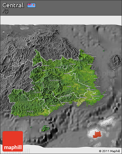 Satellite 3D Map of Central, desaturated