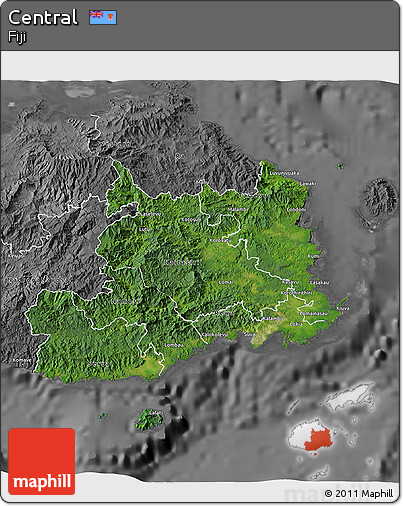 Satellite 3D Map of Central, desaturated