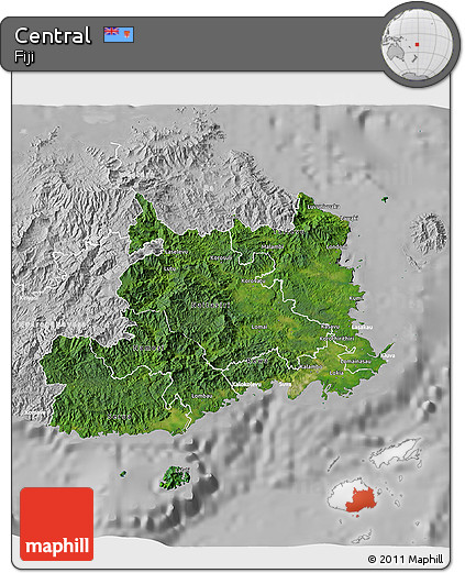 Satellite 3D Map of Central, lighten, desaturated