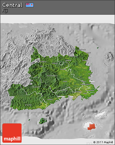 Satellite 3D Map of Central, lighten, desaturated