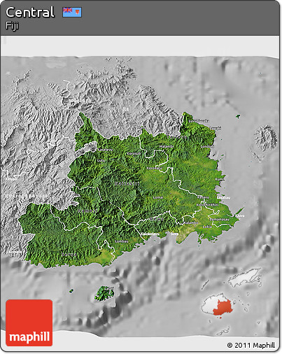 Satellite 3D Map of Central, lighten, desaturated