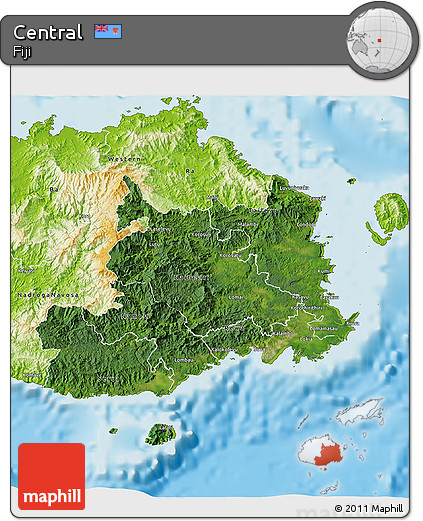 Satellite 3D Map of Central, physical outside