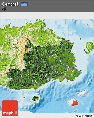 Satellite 3D Map of Central, physical outside