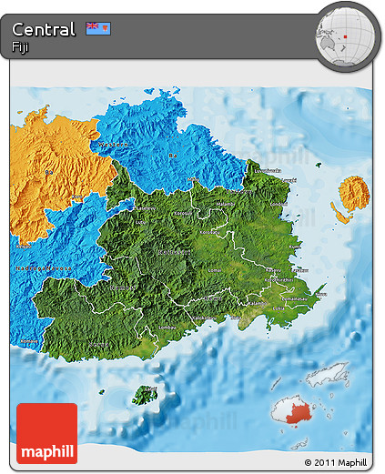 Satellite 3D Map of Central, political outside