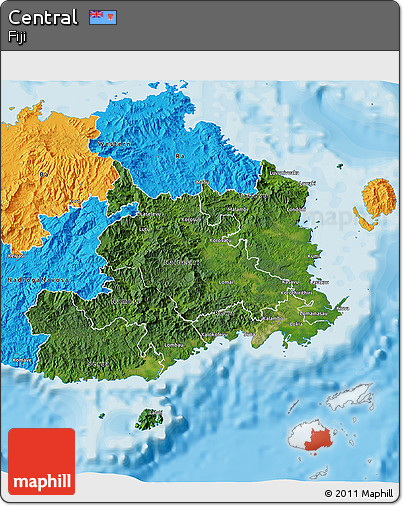 Satellite 3D Map of Central, political outside