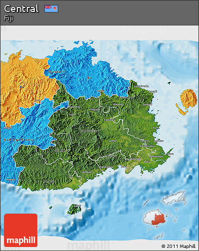 Satellite 3D Map of Central, political outside