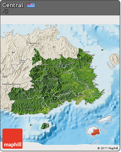 Satellite 3D Map of Central, shaded relief outside