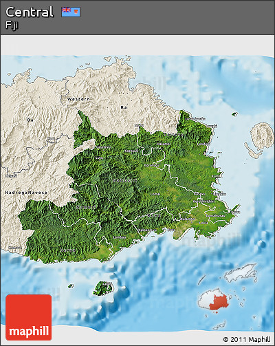 Satellite 3D Map of Central, shaded relief outside