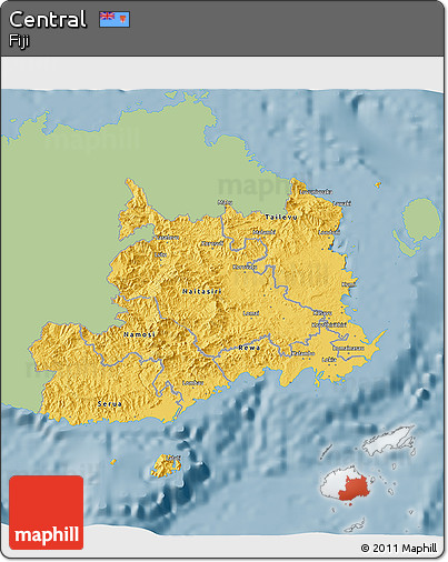 Savanna Style 3D Map of Central, single color outside