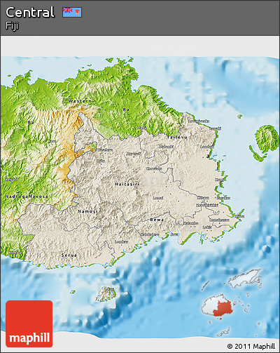 Shaded Relief 3D Map of Central, physical outside