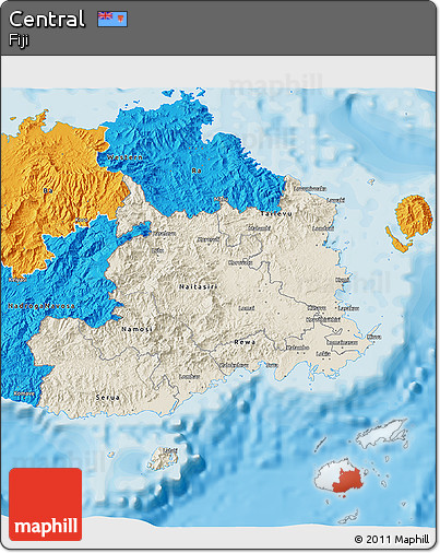Shaded Relief 3D Map of Central, political outside