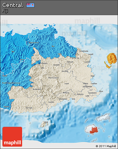 Shaded Relief 3D Map of Central, political shades outside