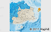 Shaded Relief 3D Map of Central, political shades outside