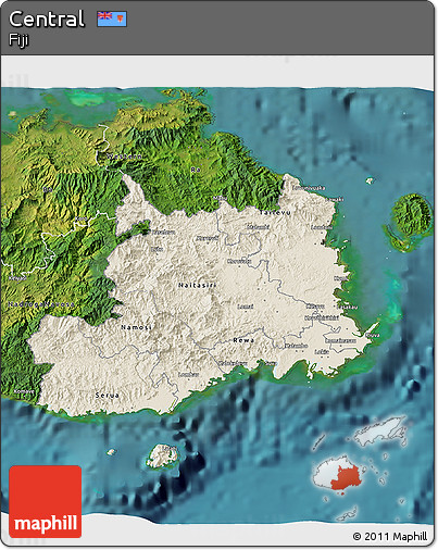 Shaded Relief 3D Map of Central, satellite outside
