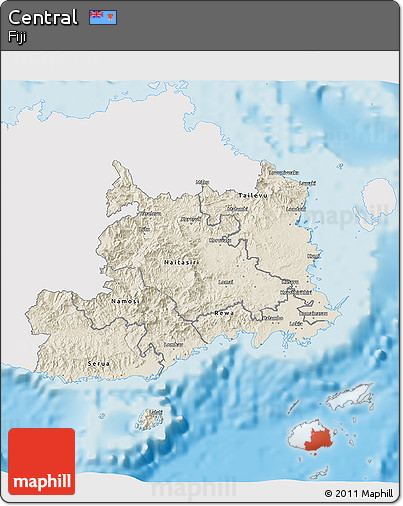 Shaded Relief 3D Map of Central, single color outside