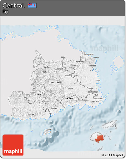 Silver Style 3D Map of Central, single color outside