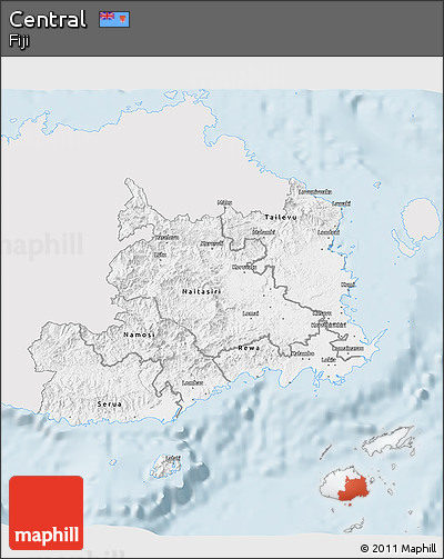 Silver Style 3D Map of Central, single color outside