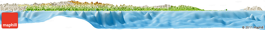Physical Horizon Map of Central, shaded relief outside