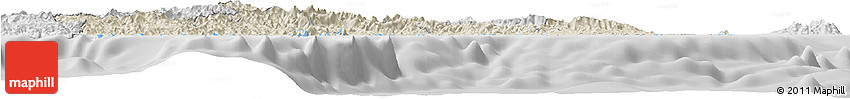 Shaded Relief Horizon Map of Central, lighten, desaturated