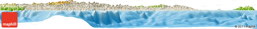 Shaded Relief Horizon Map of Central, physical outside