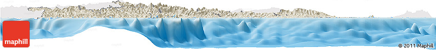 Shaded Relief Horizon Map of Central, single color outside