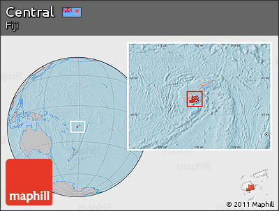 Gray Location Map of Central, within the entire country, hill shading
