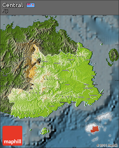 Physical Map of Central, darken