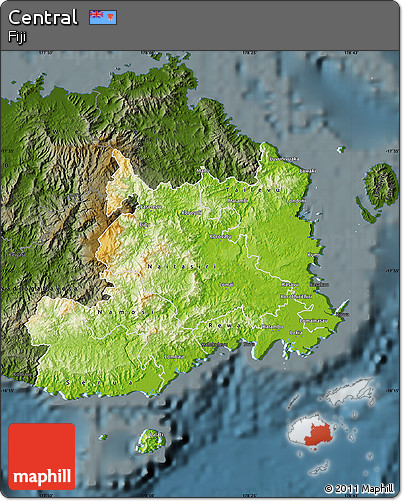 Physical Map of Central, darken