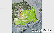 Physical Map of Central, darken, semi-desaturated