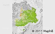 Physical Map of Central, lighten, desaturated