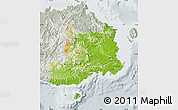 Physical Map of Central, lighten, semi-desaturated