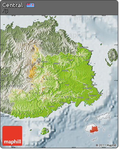 Physical Map of Central, semi-desaturated