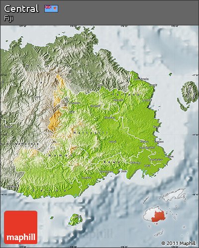 Physical Map of Central, semi-desaturated