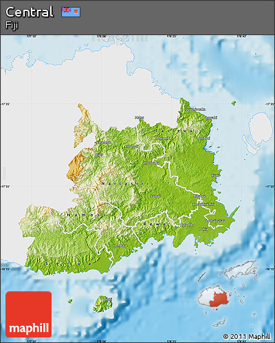 Physical Map of Central, single color outside