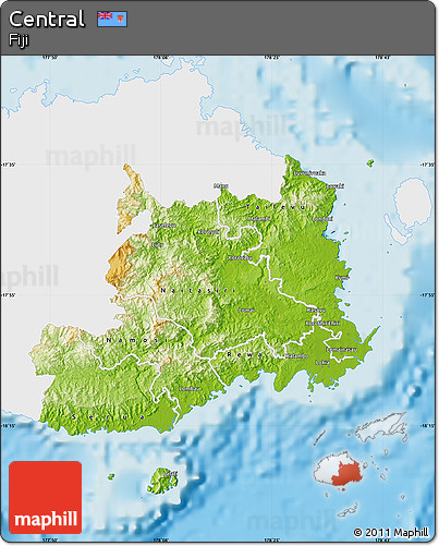 Physical Map of Central, single color outside