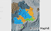 Political Map of Central, darken, semi-desaturated