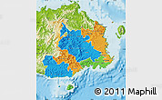 Political Map of Central, physical outside