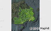 Satellite Map of Central, darken, semi-desaturated