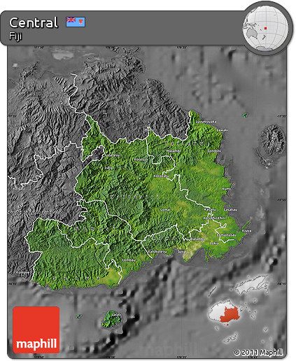 Satellite Map of Central, desaturated