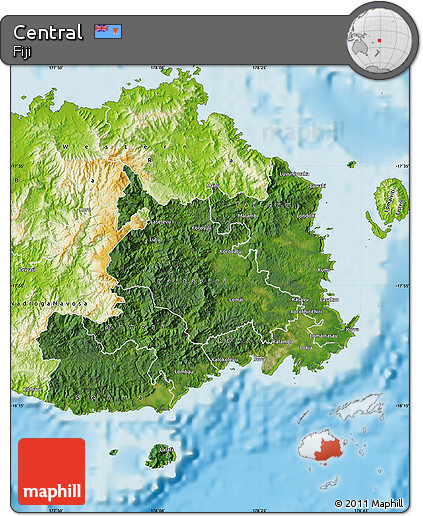 Satellite Map of Central, physical outside