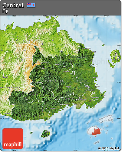 Satellite Map of Central, physical outside