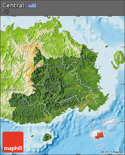 Satellite Map of Central, physical outside