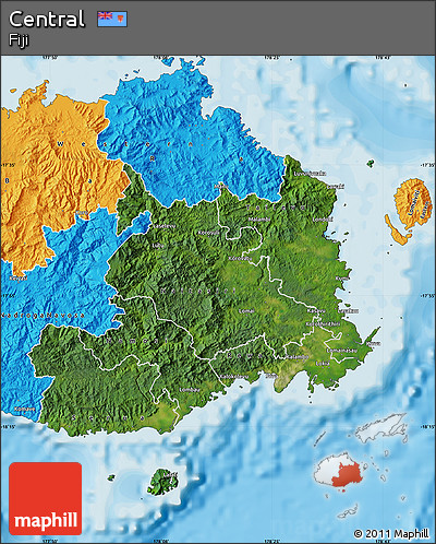 Satellite Map of Central, political outside