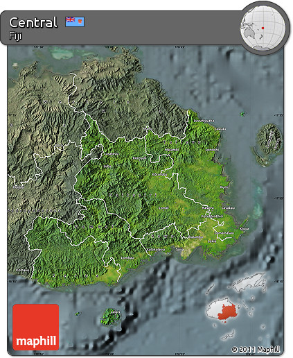 Satellite Map of Central, semi-desaturated